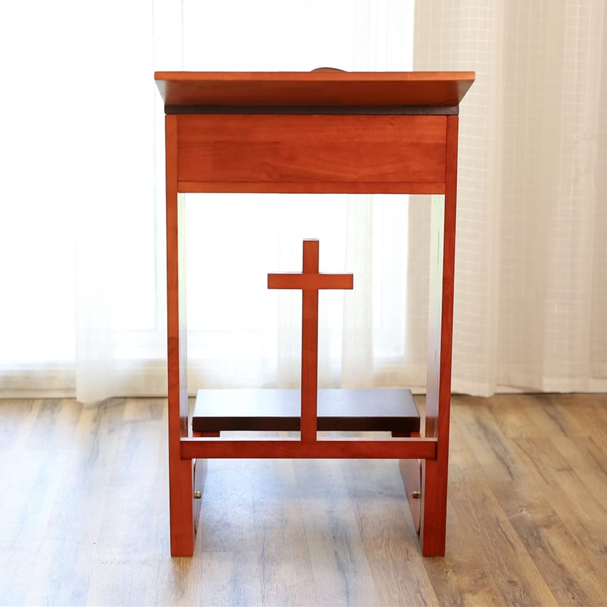 Volowoo Prayer Bench Stool,Solid Wood Prayer Kneeler with Bench and Folding Table Top in Home,Church Prayer Table Chair Padded Kneeler Shelf for Kneeling at Home,Religious Gifts