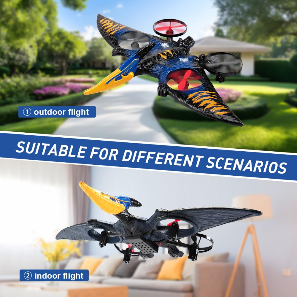 jaming Pterodactyl Drone Dragon Toys Rc Airplanes for Kids and Adults Easy to Flying Dinosaur Toys Remote Controlled Aircraft for Beginners Hobby RC Plane Toys Birthday Gifts for Boys 8-12