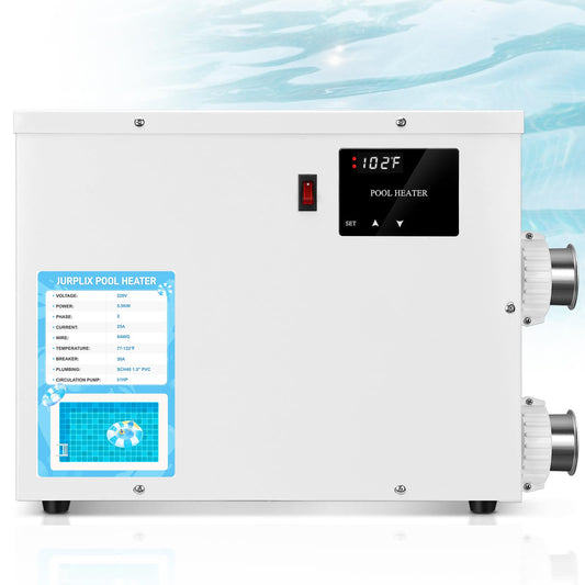 JURPLIX 5.5KW 220V 25A Electric Pool Heater for Swimming Pool, Hot Tub & Spa Heater with Digital Touch Screen Thermostat, Efficient Water Warmer, Above Inground Pool & Ground Pool