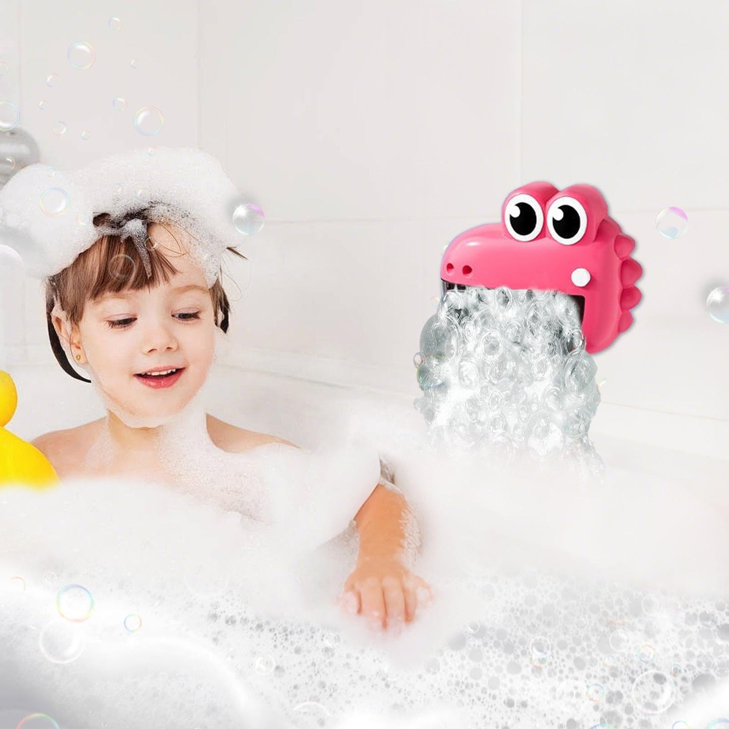 Bubble Bath Machine - bathtimes Cute Frogs Crocodiles Toys, Automatic Bath Bubble Maker, Interactive Water Play Solution, impacts Resistant ABS Body | Bathtub Toy for Boys & Girls Bathroom Fun