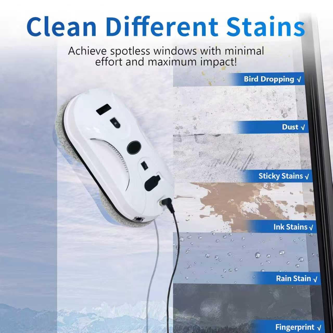 Patiixie Automatic Window Cleaning Robot, Window Cleaner Robot Auto Dual Spray, 2026 Model Robot Limpia Vidrios AI Path Planning, 3000Pa Suction, Remote Control, Edge Detection for Streak-Free Glass
