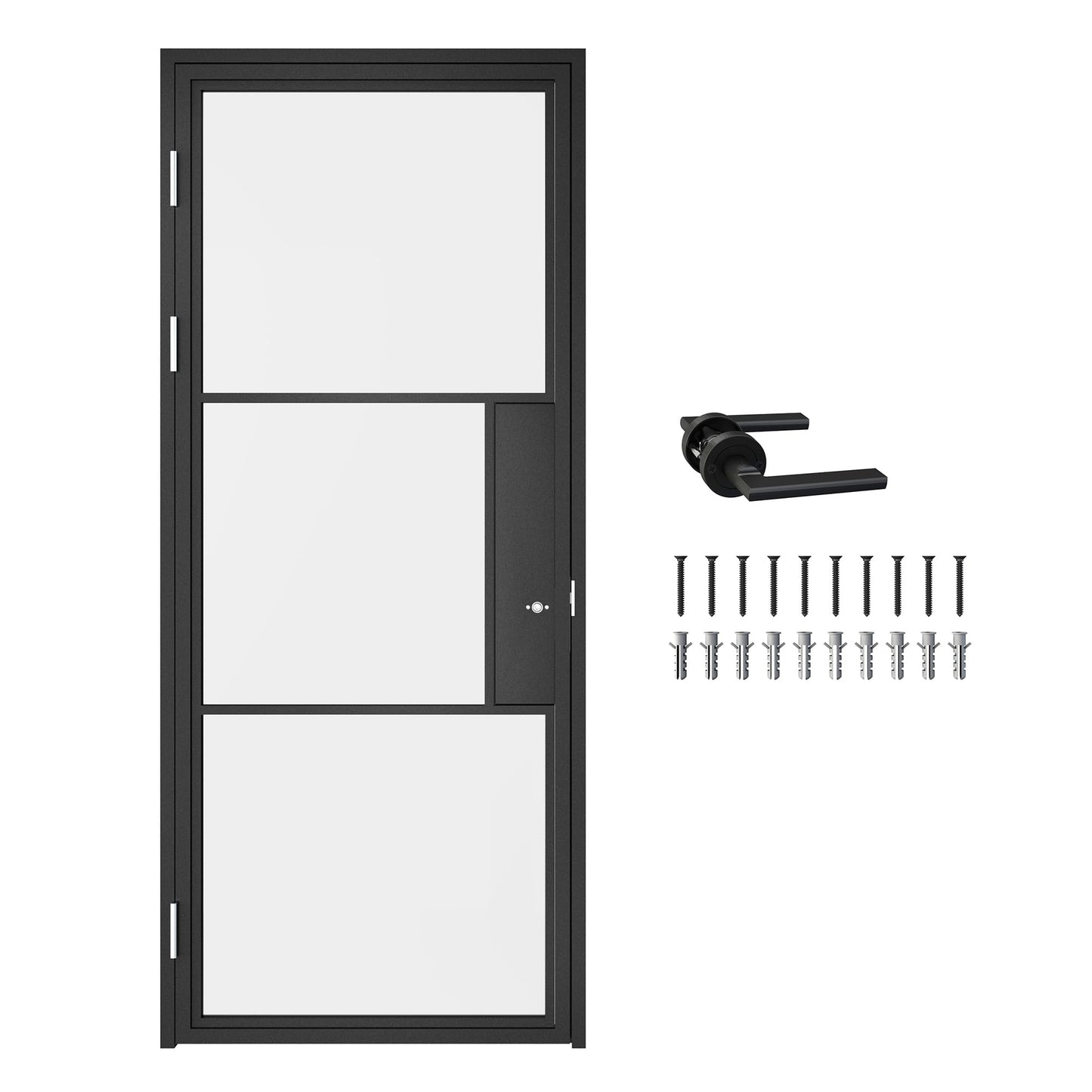 Jubest Prehung Door, 36" x 84", Interior Hollow Swing Metal Frame Frosted Glass, Pre-Assembled, Easy to Install, Left-Hand