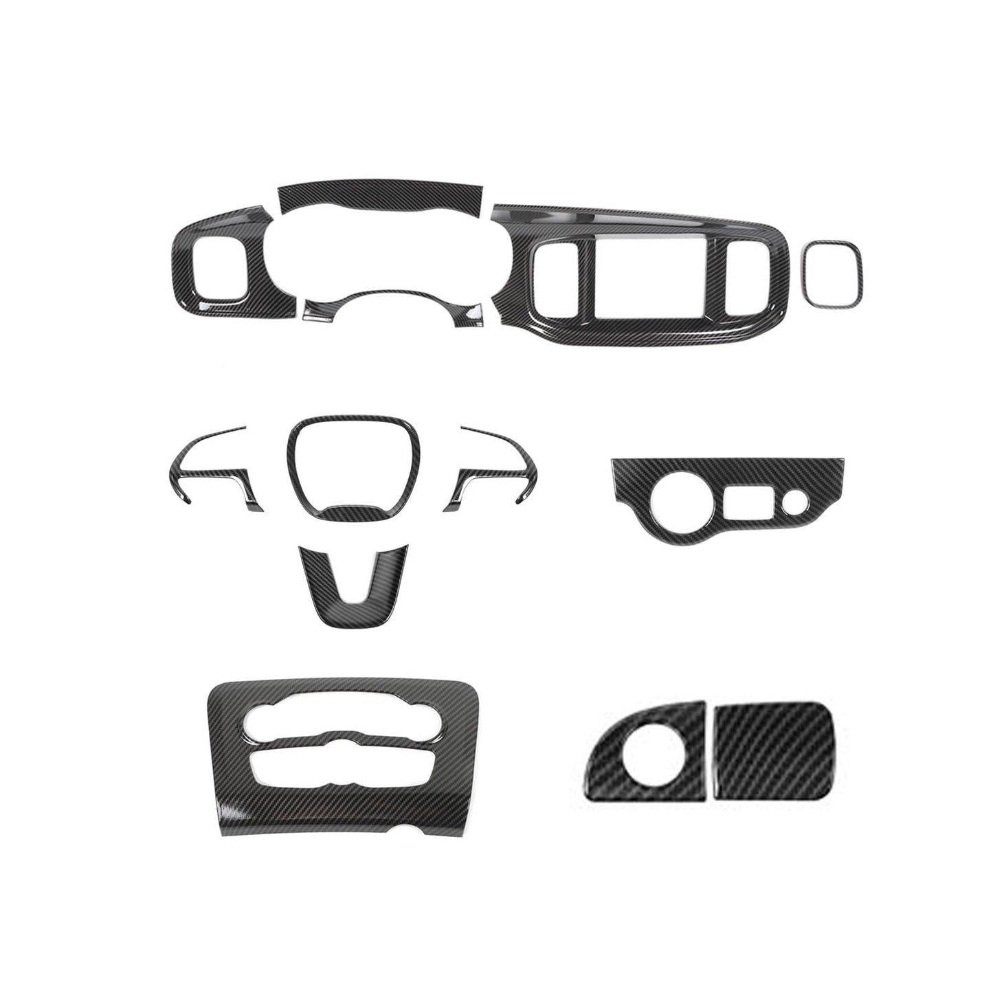 RAZPOY 13PCS Carbon Fiber Center Console Interior Trim Accessories Compatible with Dodge Charger 2015-2024