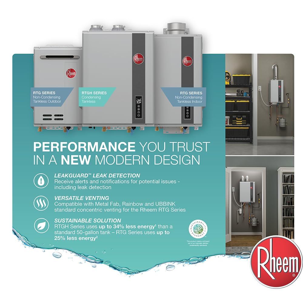 Rheem RTG-70XLP-3 High Efficiency Non-Condensing Outdoor Tankless Liquid Propane Water Heater 7.0 GPM, 160,000 BTUs