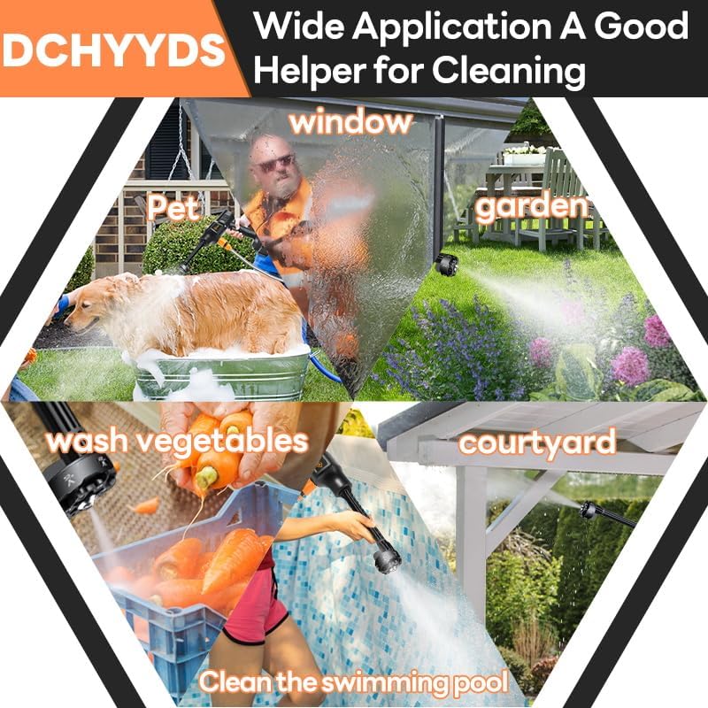 Portable Cordless Pressure Washer, 40000 mAh Battery Powered Pressure Washer with 2 Rechargeable 4.0AH Batteries and 6-in-1 Nozzle for Car Floor Wall Fence Cleaning Garden Watering