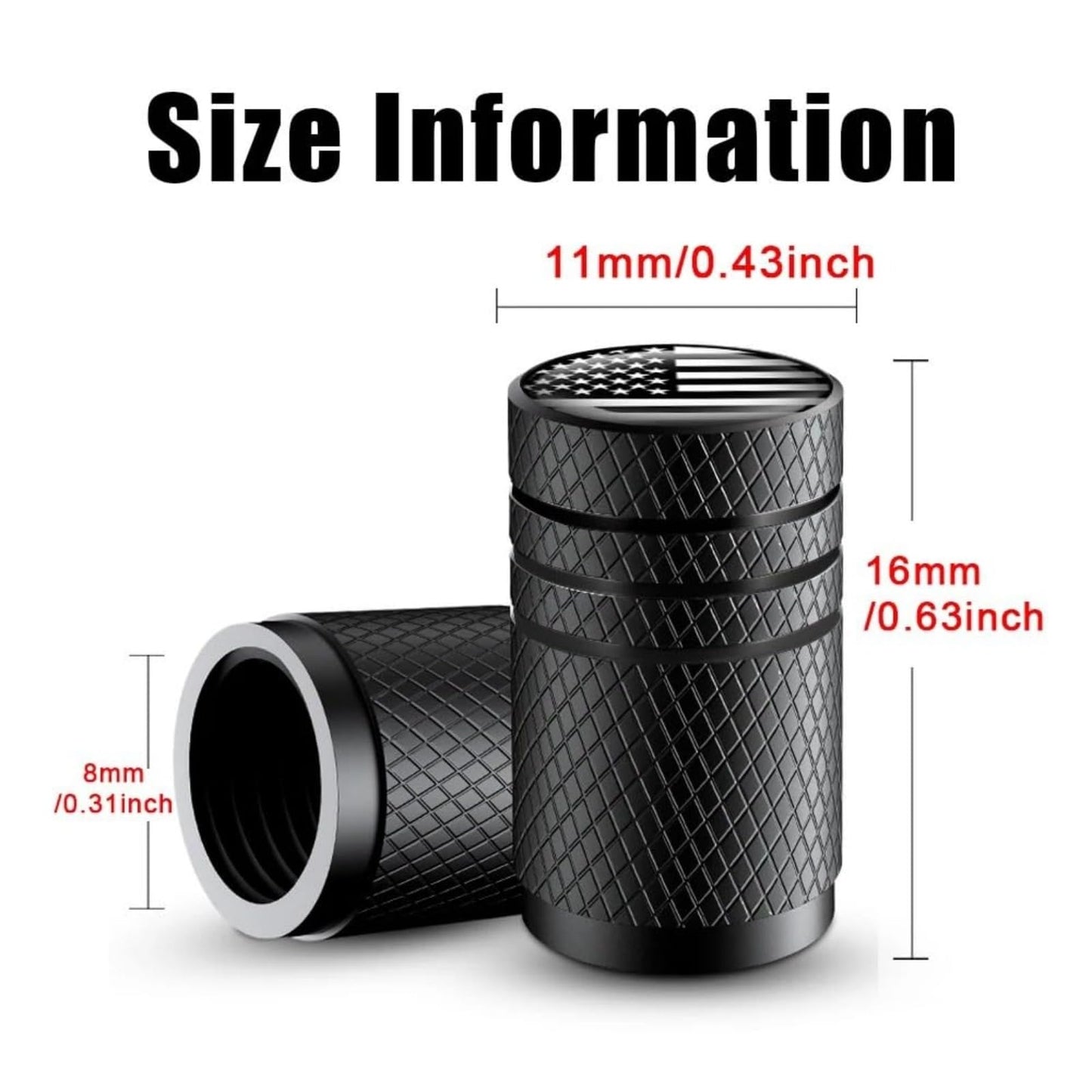 Tire Valve Stem Caps tire Valve Covers Valve stem Covers Black 5 pcs/Pack Anodized Aluminum Tire Valve Cap Set Corrosion Resistant Universal Stem Covers for Cars Trucks Motorcycles SUVs and Bikes