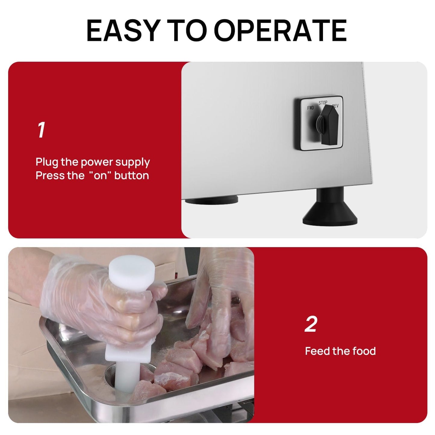 Commercial Meat Grinder #32, 2.0HP Heavy Duty Industrial Stainless Steel Meat Mincer, Sausage Stuffer with 2 Blades, 2 Plates & 3 Sausage Tubes, Meat Grinder Machine for Deer Processing,Pet Food
