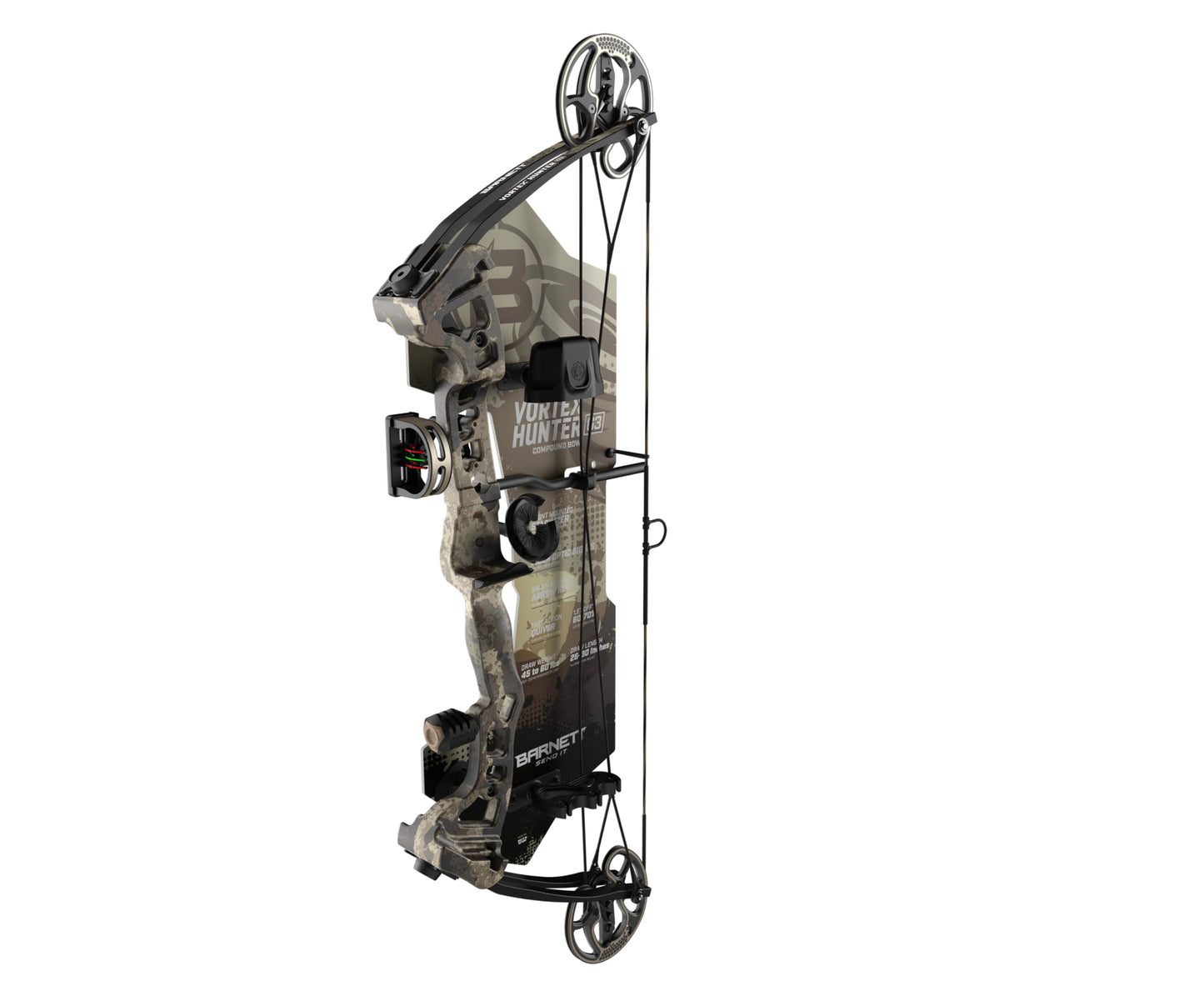 Barnett Vortex Hunter G3 Compound Bow - 45-60lb Draw Weight, 26-30in Draw Length, Veil Camo, with D Loop, Arrow Rest, Quiver, Stabilizer, Adjustable 3 Pin Fiber Optic Sight - for Teens & Adults