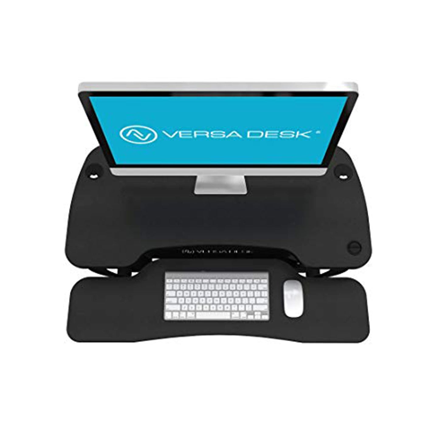 VERSADESK® PowerPro™ 40" Electric Standing Desk Converter - Adjustable Height Desktop Riser with USB Charging Outlet & Detachable Keyboard Tray - Holds 80 lbs Large & Small Items | Black
