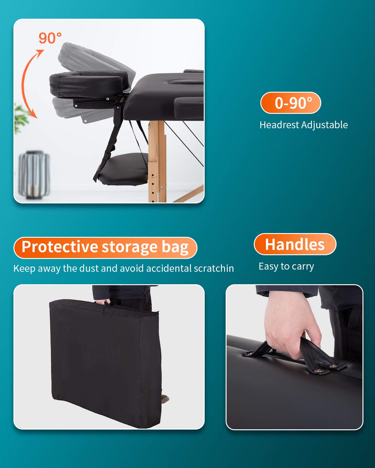 BestMassage Massage Bed Portable Massage Table 28 inch Wide Lash Bed Height Adjustable 2 Folding Spa Table with Non-Woven Bag for Spa Footmassage Facial CareSpa Tattoo