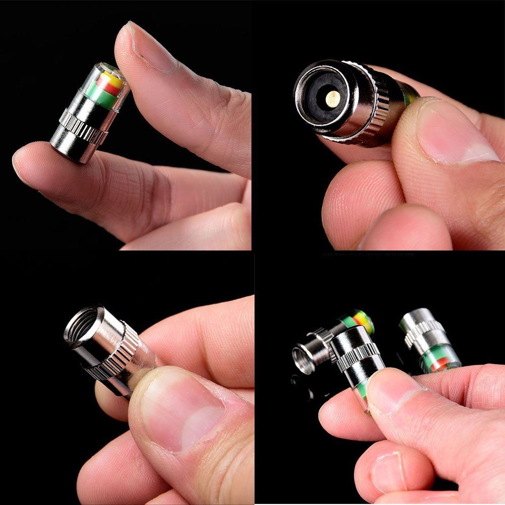 ANKI HAPPIGO 8Pcs 2.2Bar 32-to-35 PSI Car Tire Pressure Monitor Valve Stem Caps Sensor Indicator Easy to Read 3 Color Eye Alert