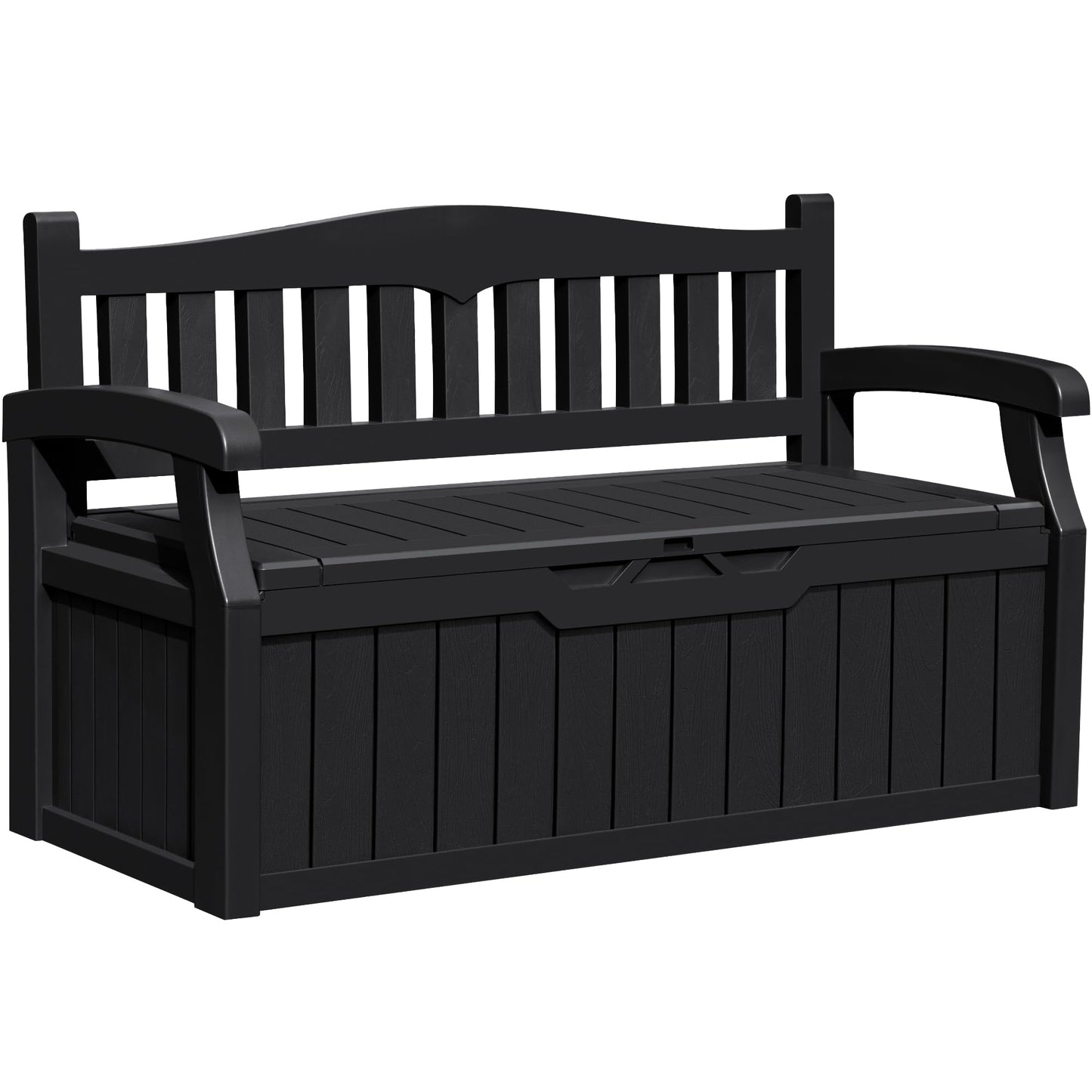 Greesum 80 Gallon Outdoor Storage Bench, Weather-Resistant Deck Box, Patio Furniture Bench for Backyard, Garden, Porch, Large Capacity Seat for Pillows Cushions Patio Accessories, Dark Black