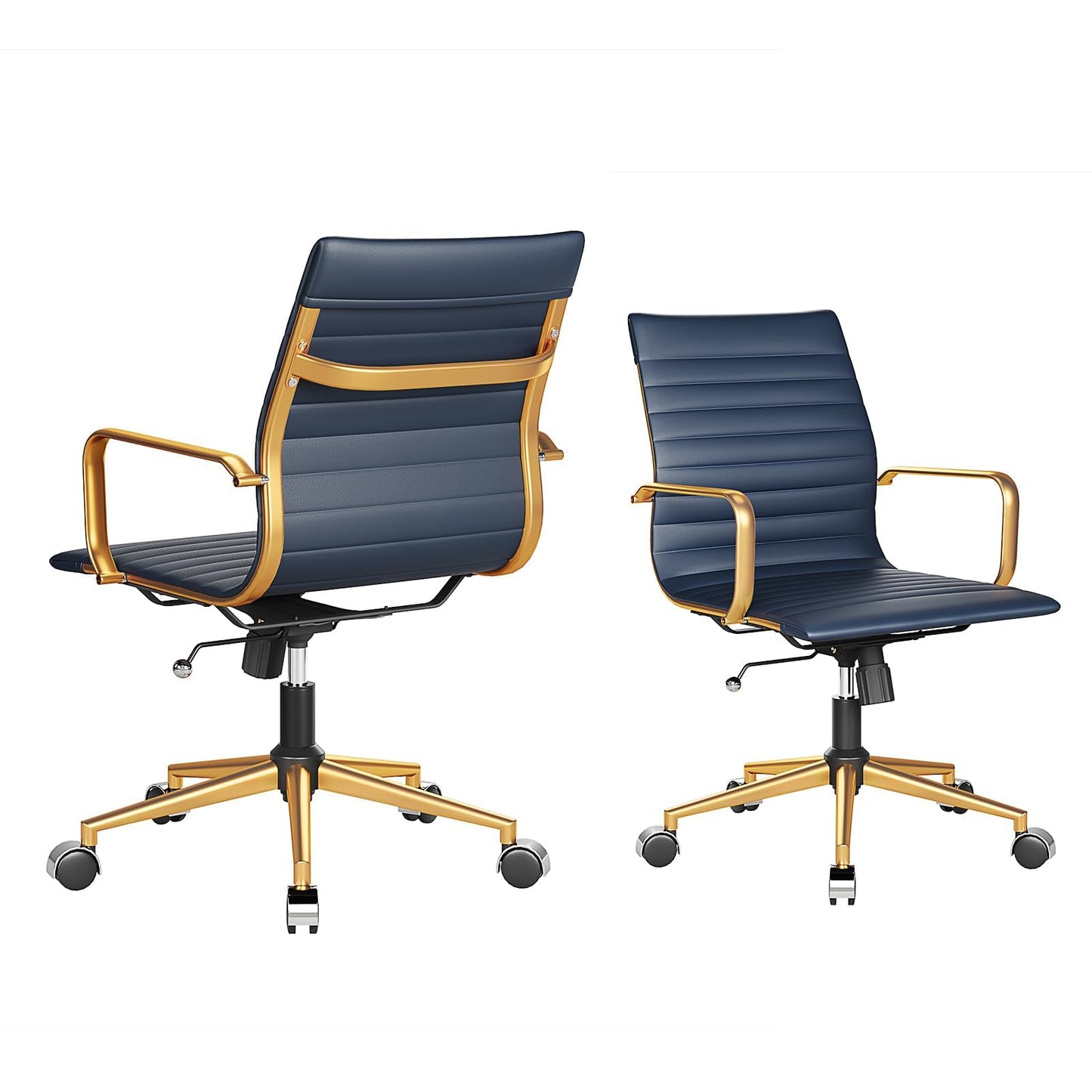 LUXMOD Executive Desk Chair Ergonomic Swivel Office Chair with Armrests and Wheels Heavy Duty Chair for Home Office Comfortable Wide Seat for Women and Men ，Gold Navy