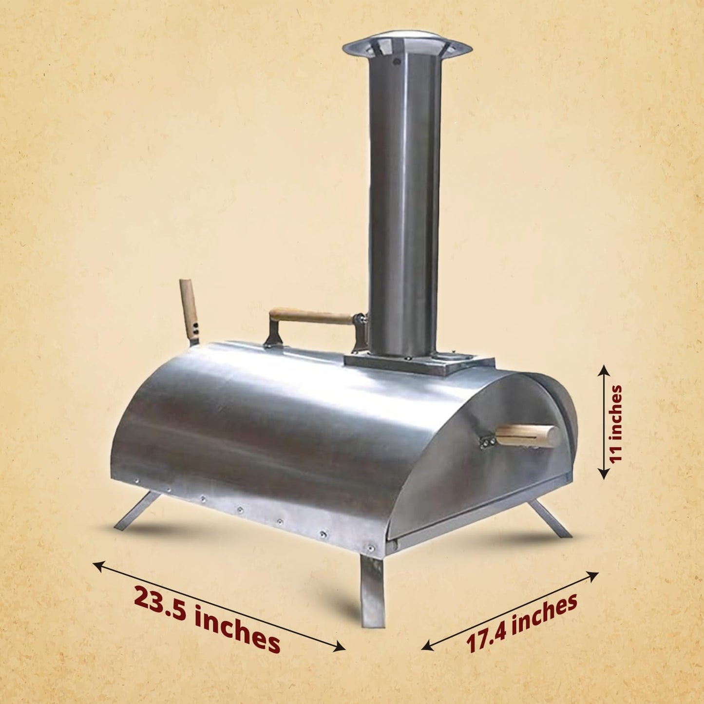 Pellethead Portable Pizza Oven Kit: Wood-Fired Outdoor Grill with Peel, Blower, Thermometer & Accessories, Stainless Steel, 13-Inch Stone Included