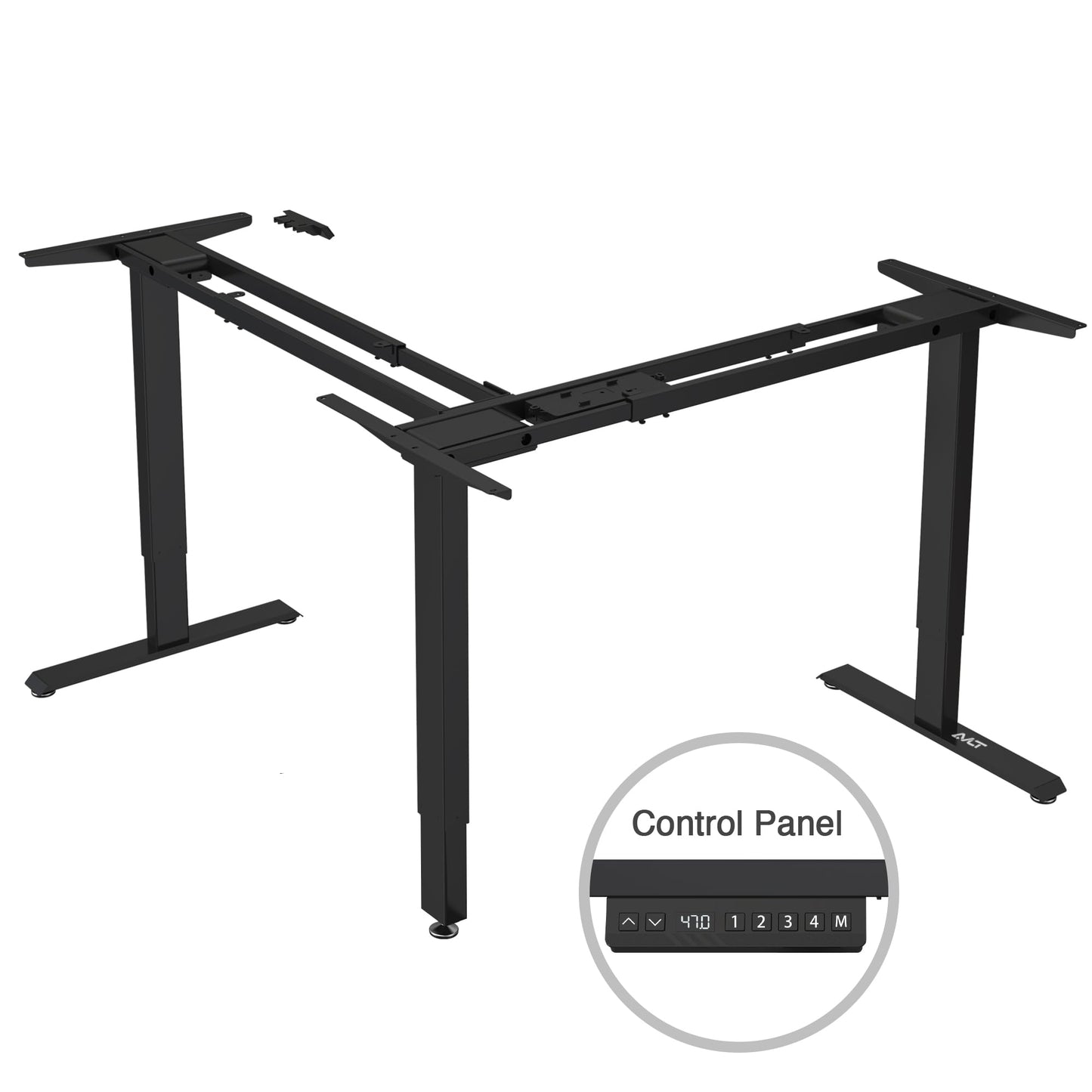 AVLT 47″ Electric L-Shaped Standing Desk (65 "x 70.9") – Motorized Triple-Motor Height Adjustable Sit-Stand Corner Workstation, Swappable Mid-Foot Design, Frame Only (Black)