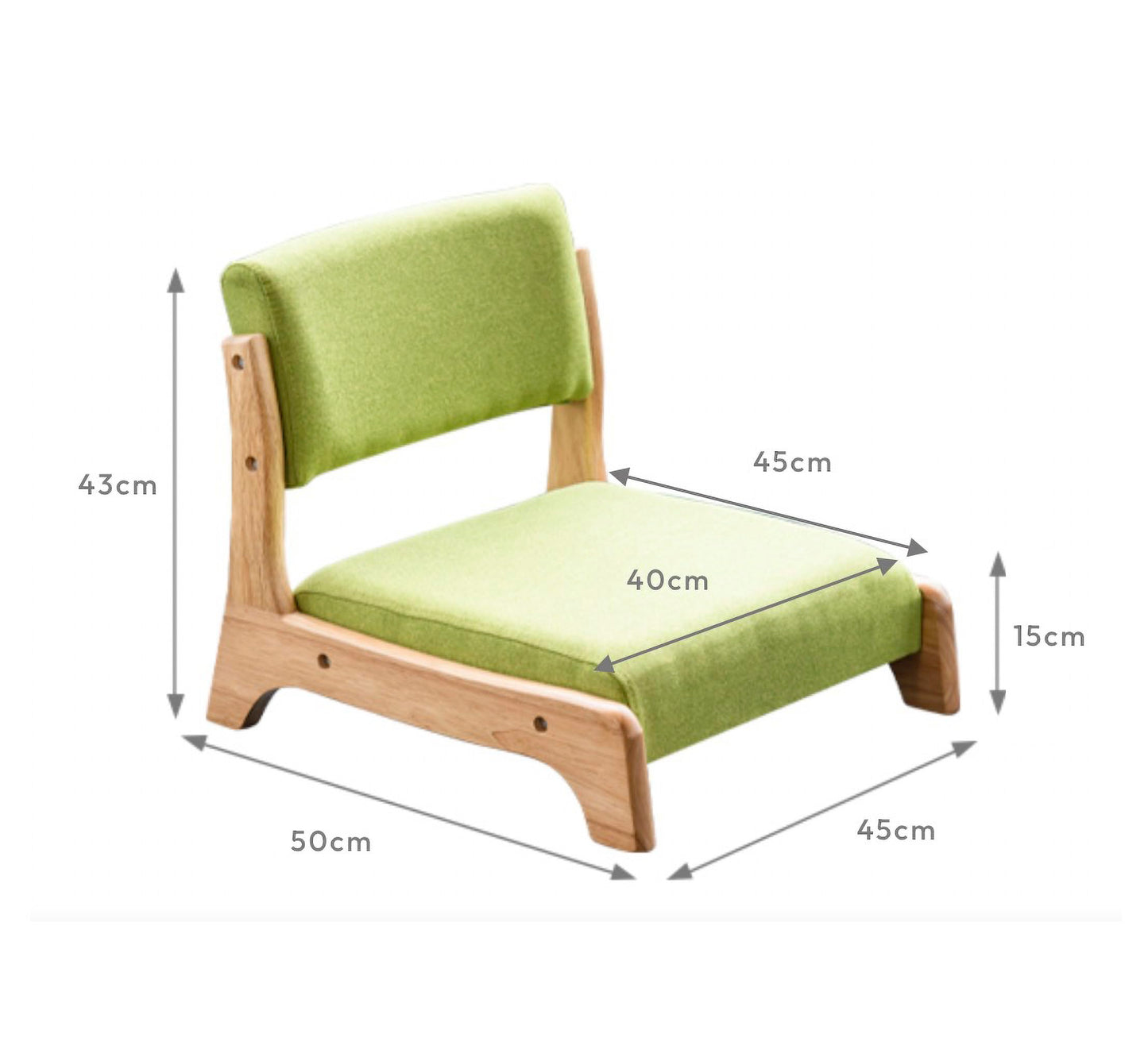 Damedai Japanese Floor Chair Tatami Zaisu Legless Chair Back Support Great for Reading Meditating Living Room Balcony (Grey with Leathaire)