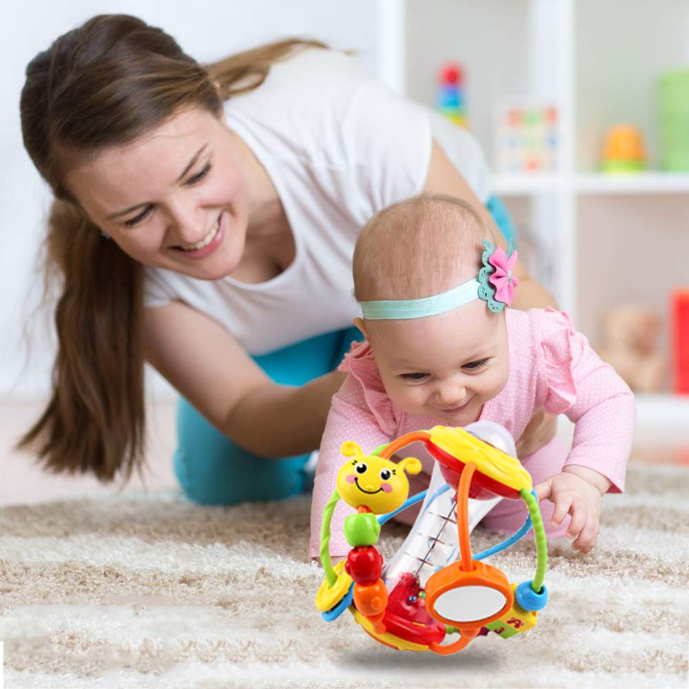 Yiosion Baby Toys 0-6-12 Months, Baby Rattle Toys Activity Ball Infant Toys 6 Month Old Baby Toys 3-6 Months, Shaker Grab Spin Travel Toys Easter Christmas Basket Stuffers Gifts