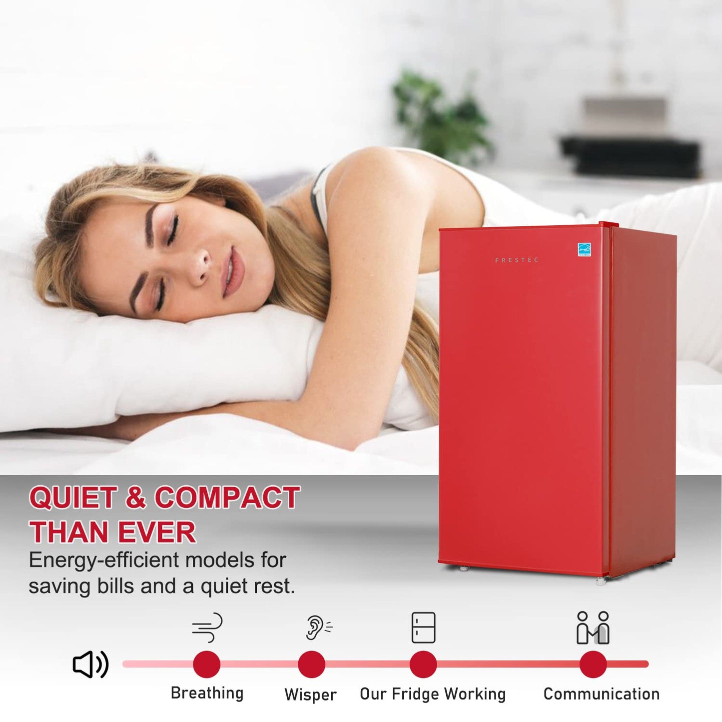 Frestec 3.1 CU' Mini Refrigerator, Compact Refrigerator, Small Refrigerator with Freezer, Red (FR 310 RED)