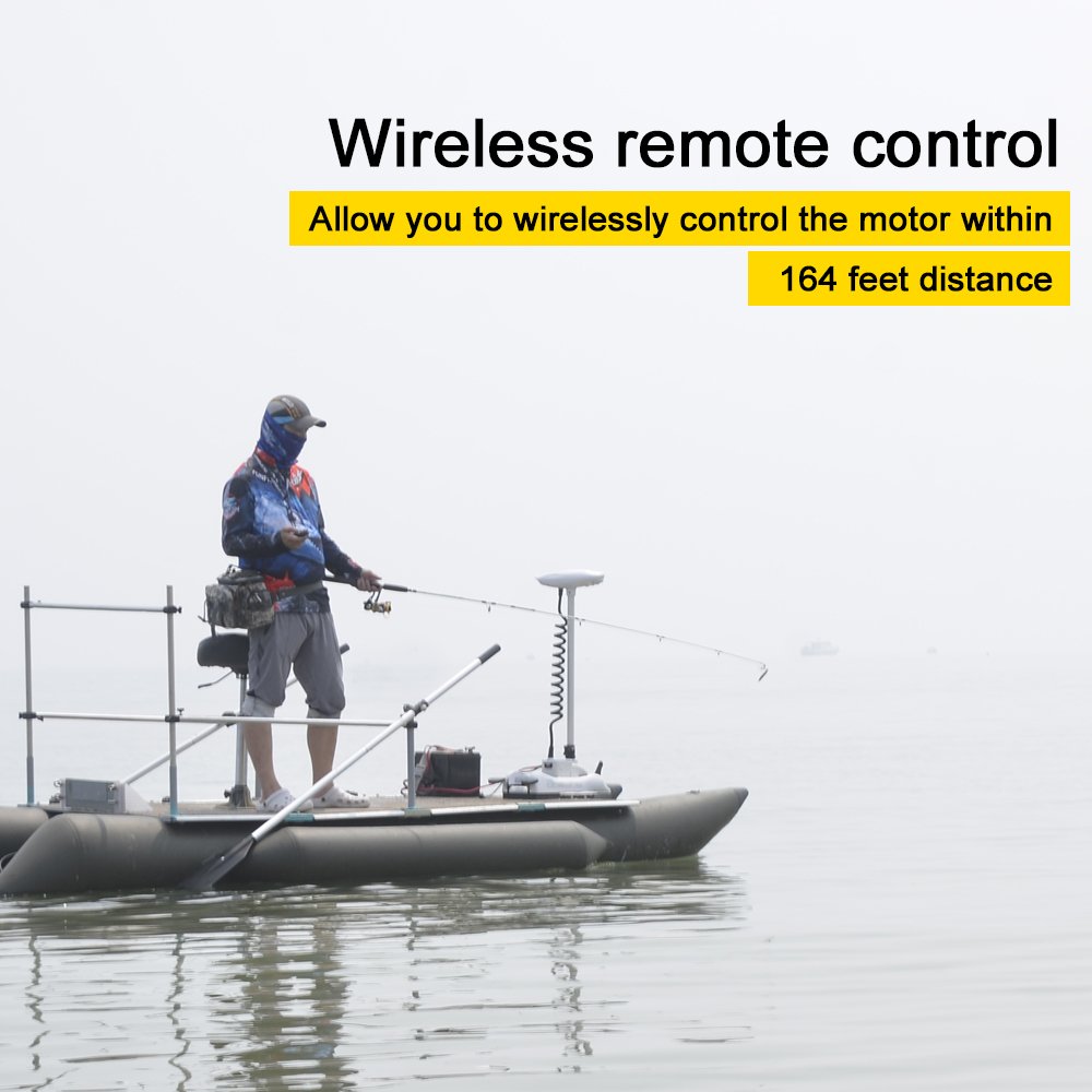 AQUOS Haswing CaymanB Electric Bow Mount 12V Saltwater & Freshwater Trolling Motor - 55lbs Thrust, 48in Shaft, with Wireless Remote & Quick Release Bracket
