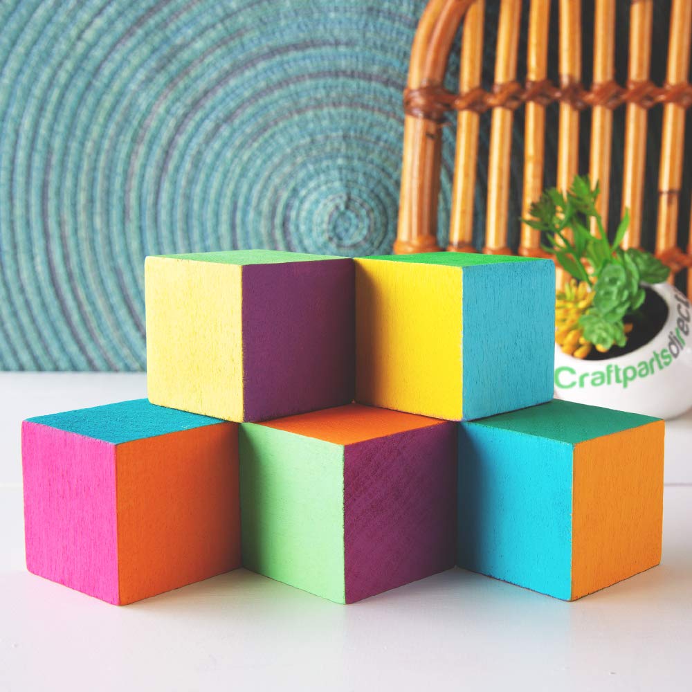 2 inch Maple Wood Cube - 50 Pack, Natural Solid Wooden Square Blocks, Unfinished – for Arts, Craft, and DIY People