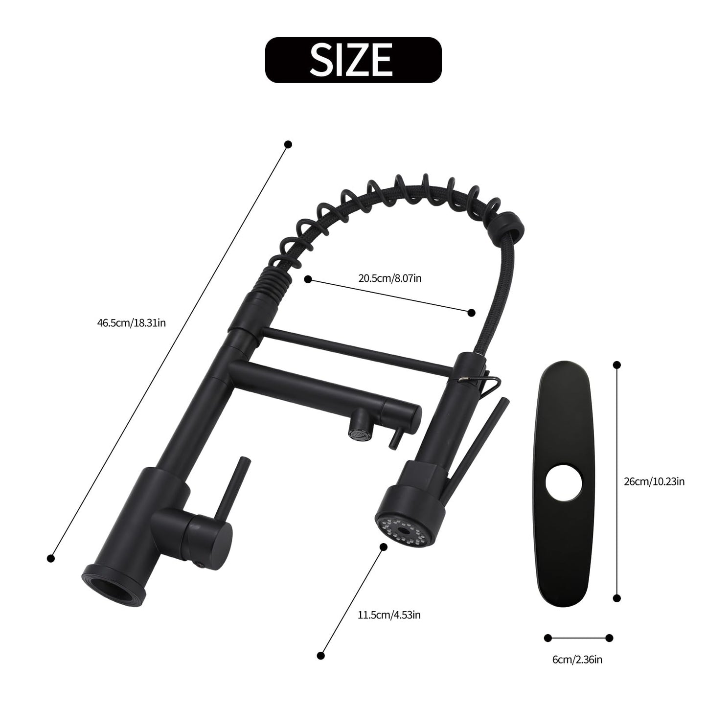 Wicbim Kitchen Sink Faucet with Pull Down Sprayer Contemporary Stainless Steel Single Handle Spring Kitchen Faucets Double-Headed with Deck Plate