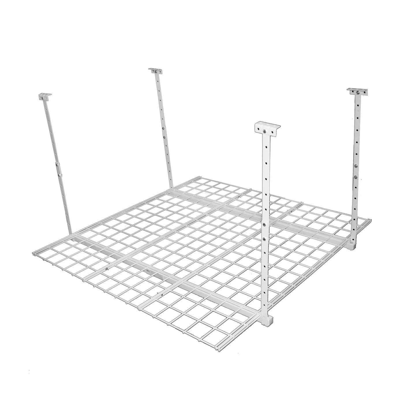 HyLoft Overhead adjustable Garage Storage Rack,Heavy Duty Steel Garage Storage System, 45-Inch x 45-Inch, White