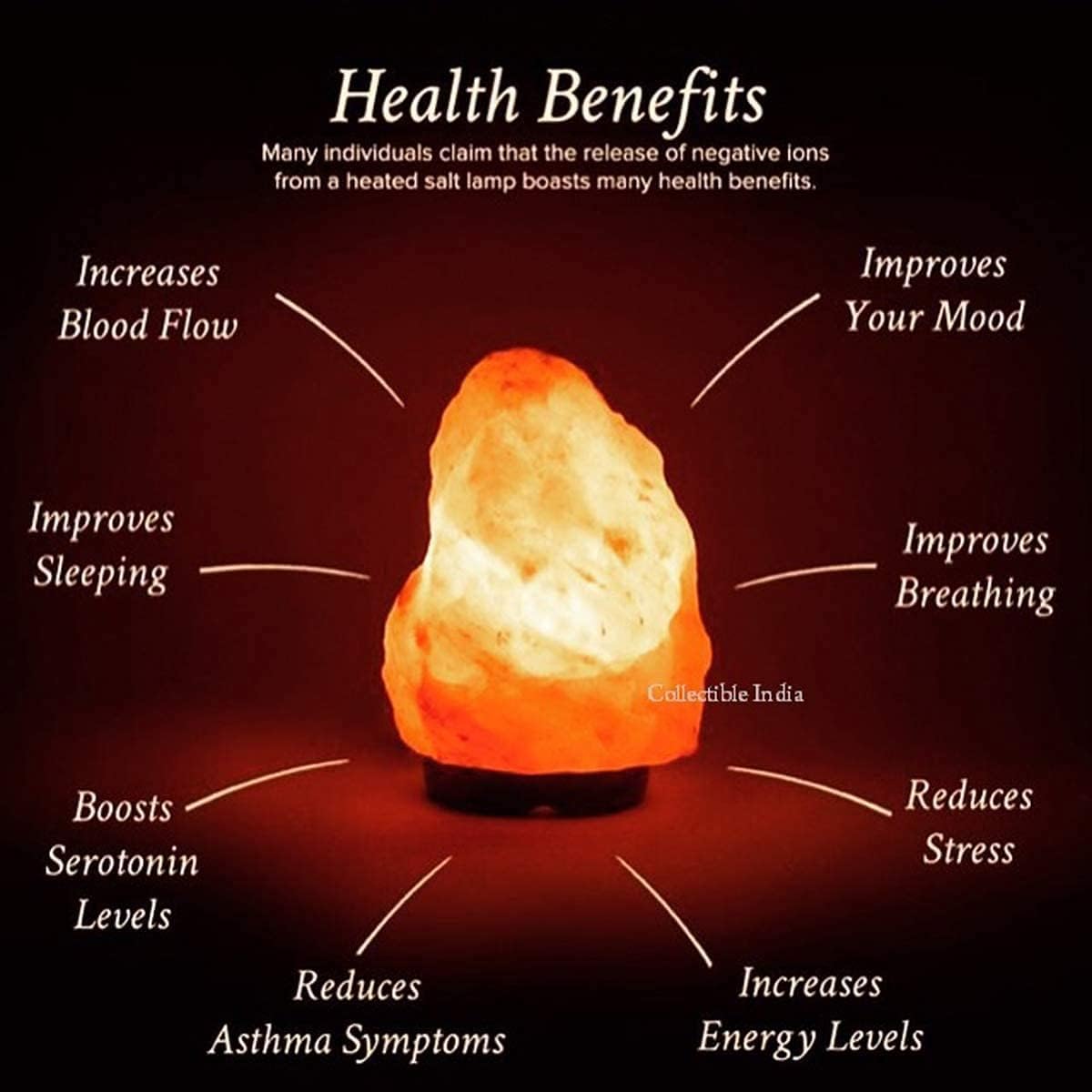 Kirit Gemstones Himalayan Rock Salt Lamp with Wooden Base Crystal Himalayan Salt Lamp Original for Positive Energy Household Bedroom Hall Table