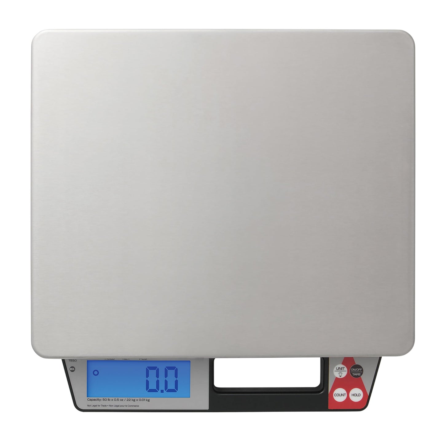 Taylor TE50 50-Pound Digital Portion Control Food Scale with Handle, Inventory, Postal, and Bulk Portioning Scale, Tare and Hold Function, NSF, Stainless Steel Platform