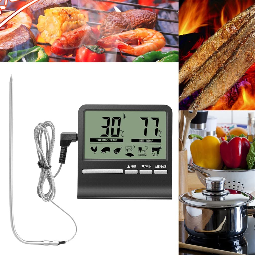 BERHUTJ Kitchen Food Thermometer Digital Barbecue Meat Cooking Baking Timer Electronic Measuring Meter