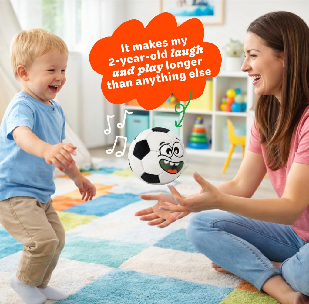 Move2Play, Hilariously Interactive Toy with Music & Sound Effects for Boy & Girl | Ball for Toddler & Baby | 6, 12, 18+ Months | 1, 2, 3+ Year Old (Soccer Ball)