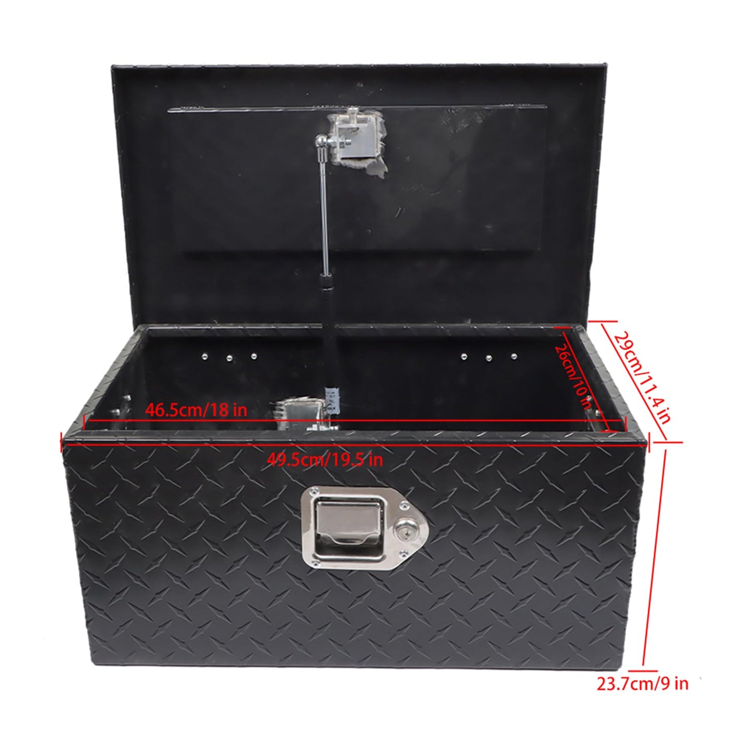 munirater 20 Inch Aluminum Tool Box Storage Truck Underbody Flatbox Replacement for Pick Up Truck Bed ATV RV Trailer W/Lock and 2 Keys Black