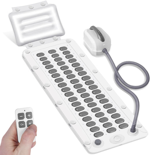 Crossing King Bubble Bath Mat Tub Spa Massager, Portable Spa Bubble Bath Massager with Upgraded Powerful Suction Cup, Electric Air Pump, Pillow and Remote Control for Relaxation 45 * 17in (Grey)