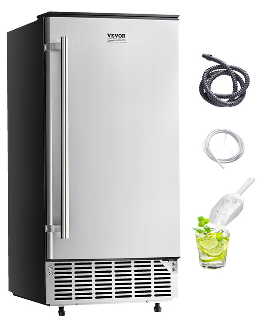 VEVOR Under Counter Ice Maker Machine, 80 Lbs/Day Undercounter Built-in Ice Maker with Reversible Door, Stainless Steel Freestanding Ice Machine for Commercial Home Kitchen