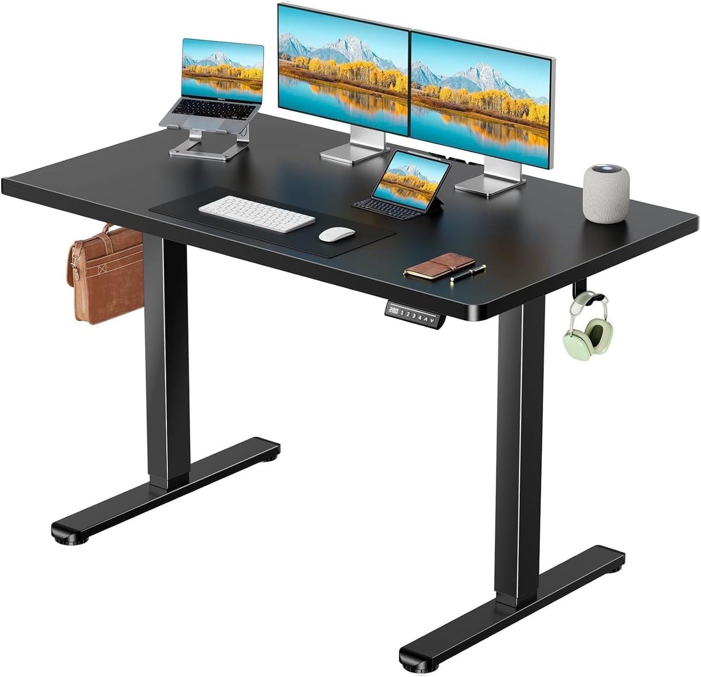 Marsail Electric Standing Desk with One-Piece Desktop – 55x30 Inch Height-Adjustable Office/Gaming Computer Desk, Deeper Tabletop, 4 Memory Presets, Home Office Use, 2 Packages