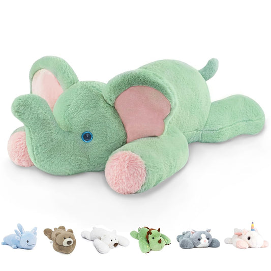 Niuniu Daddy 20" | 3.3 Pound Elephant Weighted Stuffed Animals, Large Pillowfort Plush Animal Toys for Kids Adults, Large Body Pillow for Gifts Presents Birthday Christmas Holiday