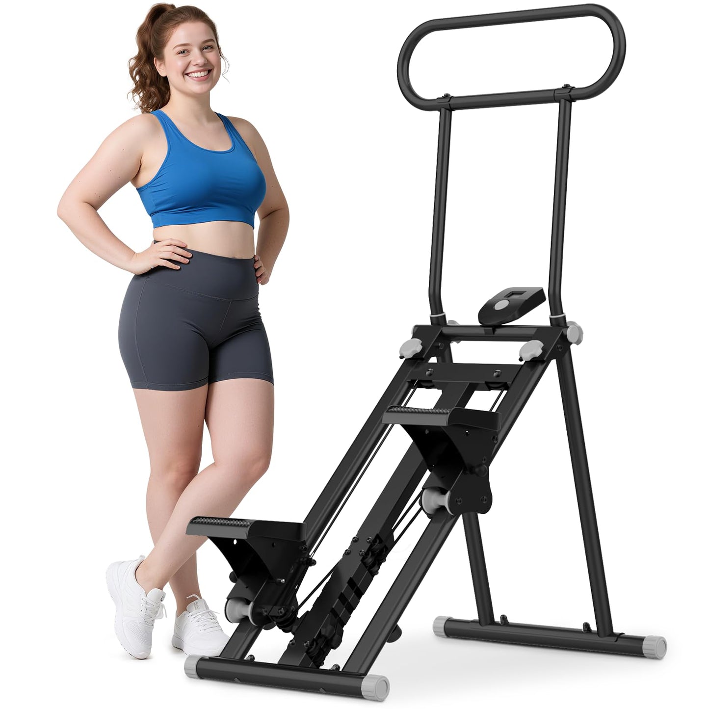 ERGOLIFE Stair Stepper with 6-Level Adjustable Resistance, 350lbs Upgrade Foldable Stairmaster Machine for Home Gym Workout, Cardio Stair Climber with Low Noise (Black)