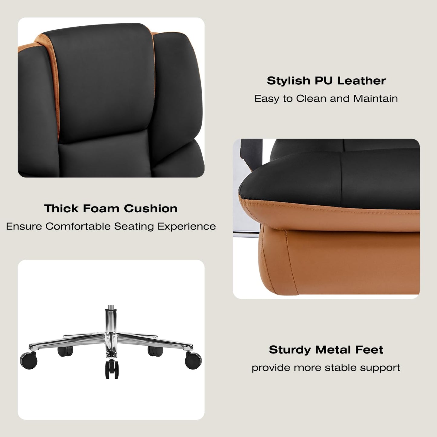 Furniliving Big and Tall Office Chair 500lbs,High Back Executive Leather Office Chair with Footrest,Wide Seat Reclining Desk Chair with Lumbar Support, Armrest, Black