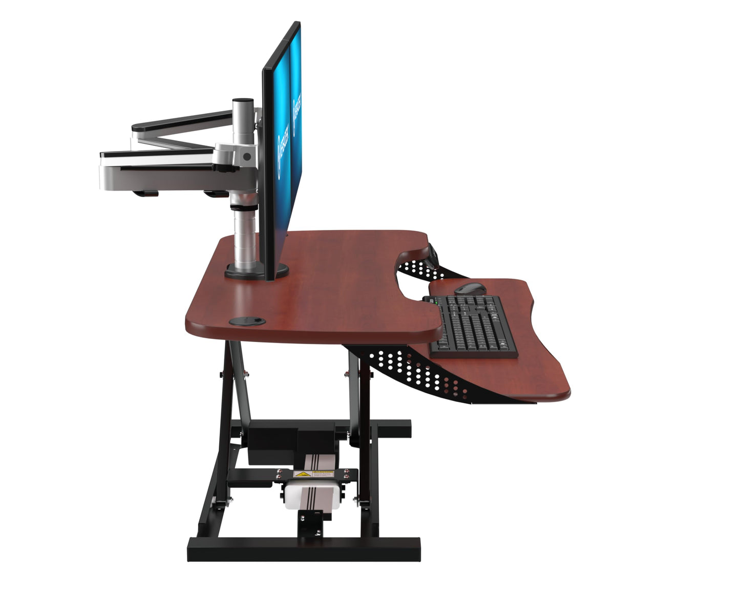 VERSADESK® PowerPro™ Elite 36” x 24" – App Controlled Electric Standing Desk Converter w/USB Charging Port. Raises up to 20”. Fully Assembled – Includes LED Lights. Supports 80 lbs. – Cherry