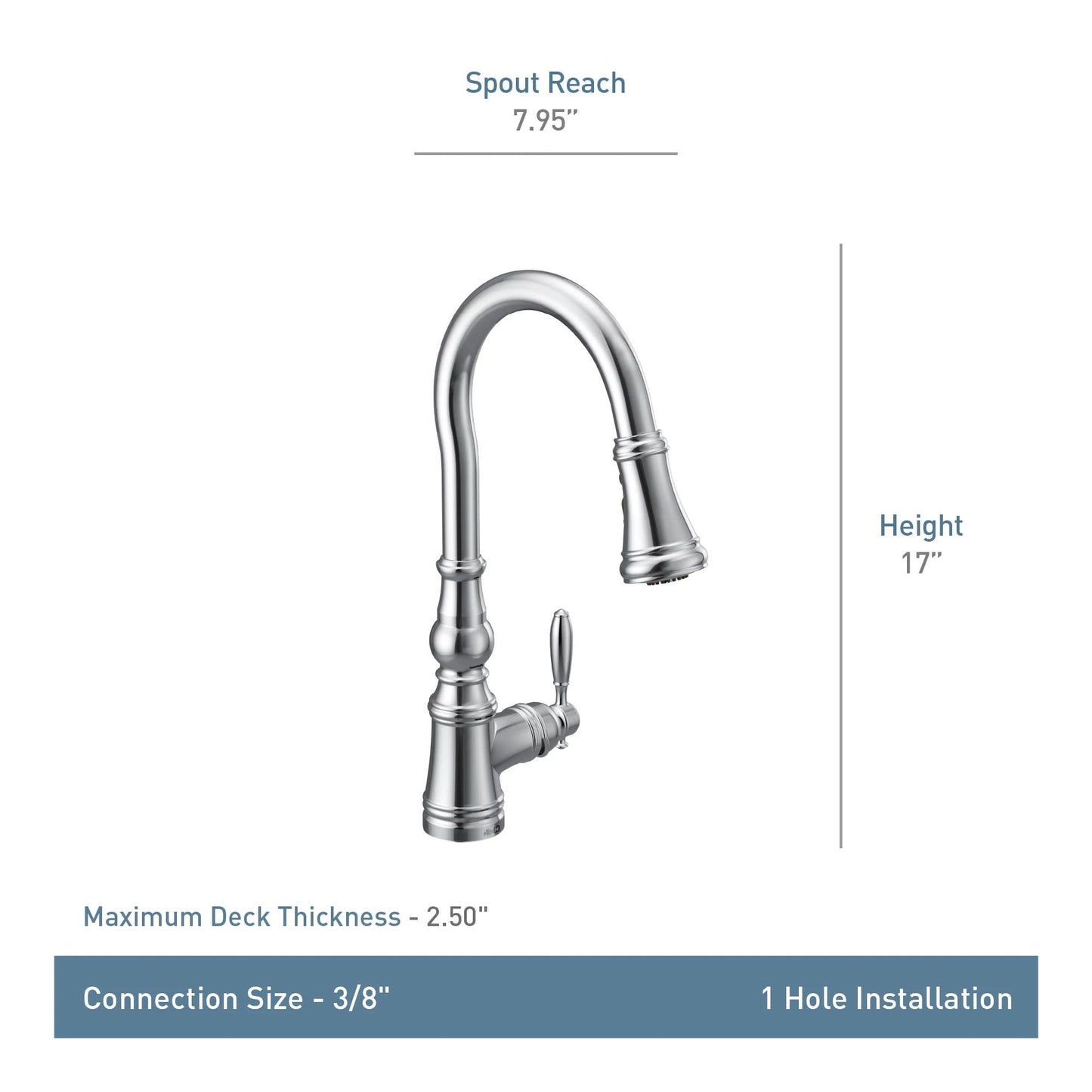 Moen Weymouth Brushed Gold Traditional Shepherd's Hook Pulldown Kitchen Faucet Featuring Pull Down Spray Head with Power Boost, S73004BG