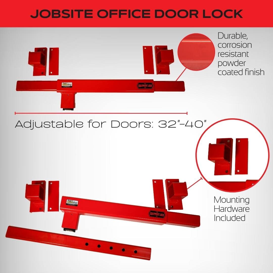 Equipment Lock Adjustable Door Security Bar - Security Lock Bar and Job Site Door Lock for Office Trailers, Warehouse Doors and Home Defense (Keyed Differently)