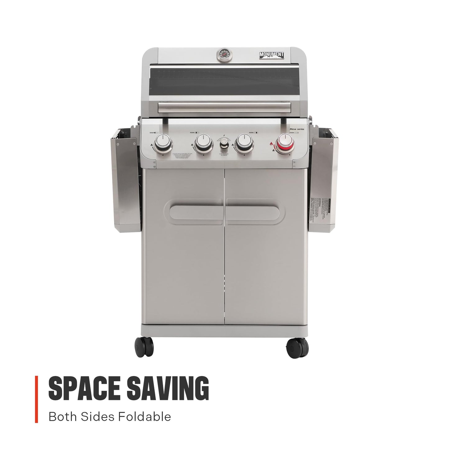Monument Grills 4 Burner Propane Gas Grill, Stainless Steel Outdoor Patio Barbecue Grill, with Broil Zone Fast Heating, Knob Control, and Easy Cleanup, M410MBZ