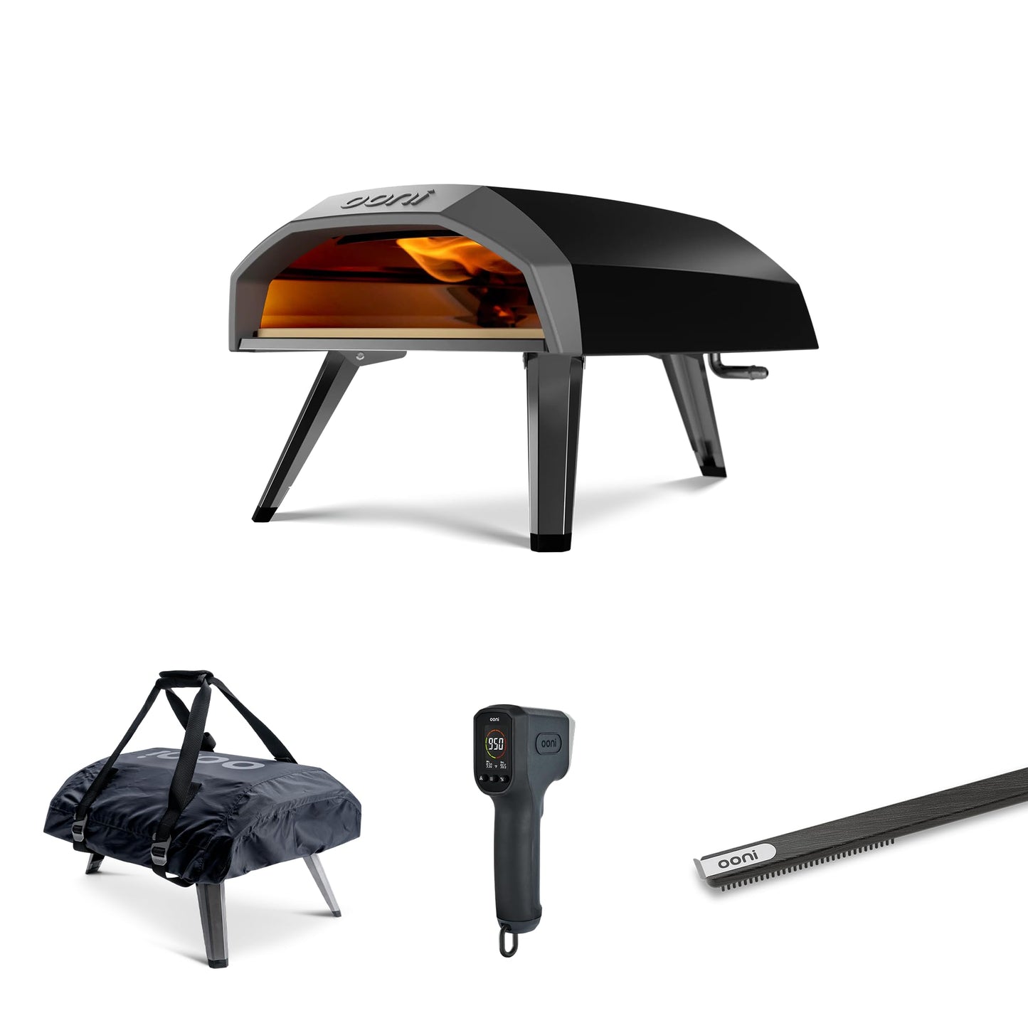 Ooni Koda 12 Outdoor Gas Pizza Oven Bundle - Includes Pizza Oven Cover, Oven Brush and Infrared Thermometer