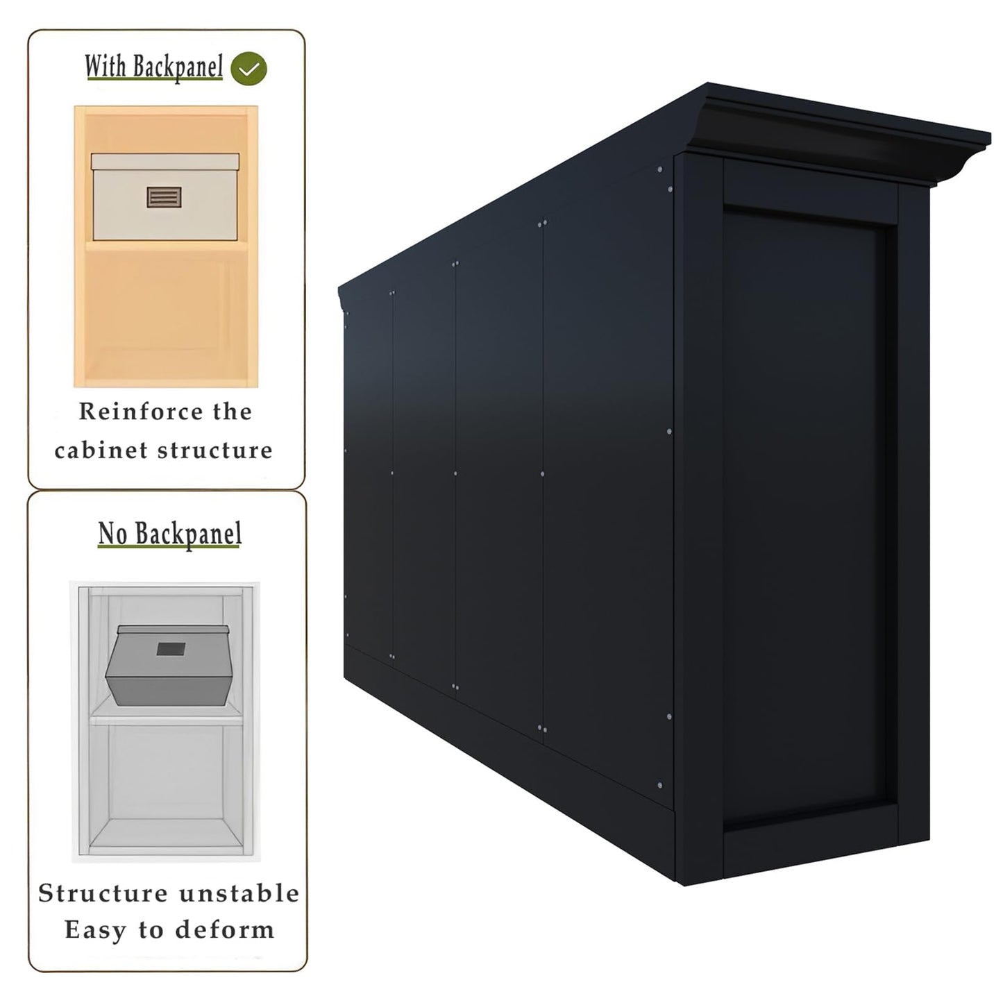 OSCHF Cube Shelf Bookcase with Base - Wooden 2 Tiers Floor Standing Low Storage Cabinet for Home and Office, 8-Cube Lattice Bookshelf, Black