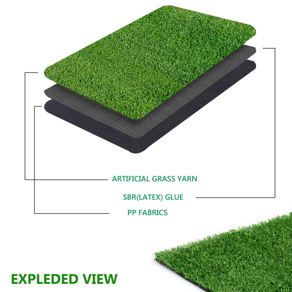 SUWUYUE Fake Grass Artificial Turf, 6FT x 15FT 0.4 inch Pile Height Synthetic Garden Grass Lawn Rug Soft Astroturf Mat for Pets, Drainage Holes Faux Grass Carpet for Party Wedding