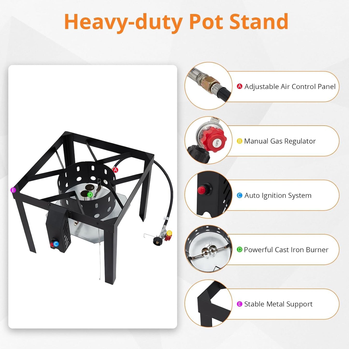 Garvee Crawfish Boiler with Steam/Boil Basket & Strainer, 110000BTU Propane Jet Burner with Support Rack & Lifting Hook, 0-10 PSI Regulator, Outdoor 80 Qt Seafood Boil Pot for Cooking Shrimp and Crab