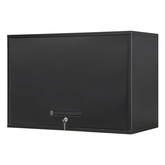 Yizosh Metal Garage Wall Cabinet with Doors and Shelves, Wall Mounted Metal Storage Cabinet, Floating Garage Tool Cabinet for Garage, Basement, Kitchen, Warehouse (Black, 21.6" H)