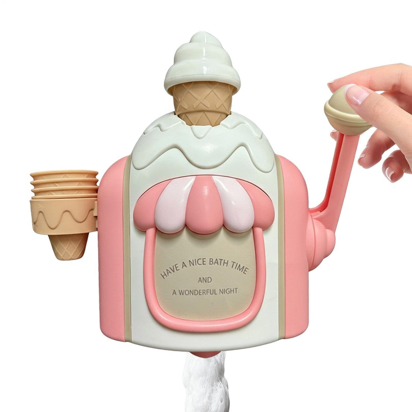 Bubble Foam Maker Toy - Bath Ice Cream Pretend Play Machine, Kids Educational Bathtub Bubble Dispenser, Fun Activity Play Set