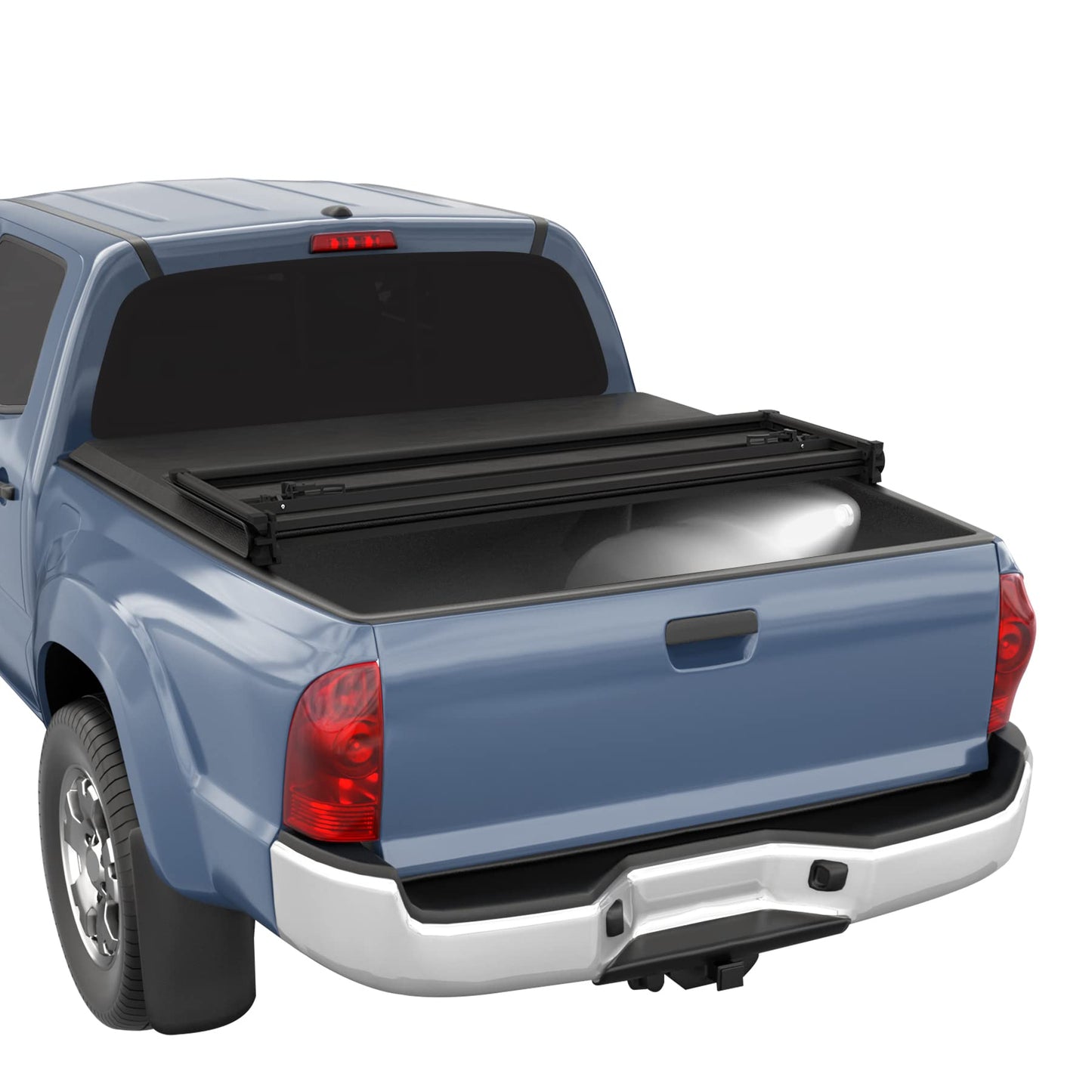 CARMOCAR Soft 3 Tri-Fold Truck Bed Tonneau Cover Replacement for 2022 2023 2024 2025 Toyota Tundra 6.5FT Pickup Truck Bed Cover Accessories with Led Light