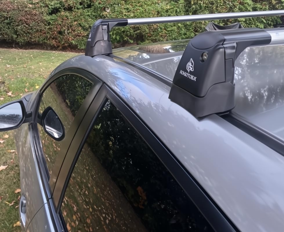 ROKIOTOEX Roof Rack CrossBars -Fit for 2018-2026 Eclipse Cross Bare Roof Fixed Point -Fits Panoramic Sunroof - 220LBs Load Bar - Lock Cap- Easy Install - Wind Noise Reduction Strip - Cheetah Silver
