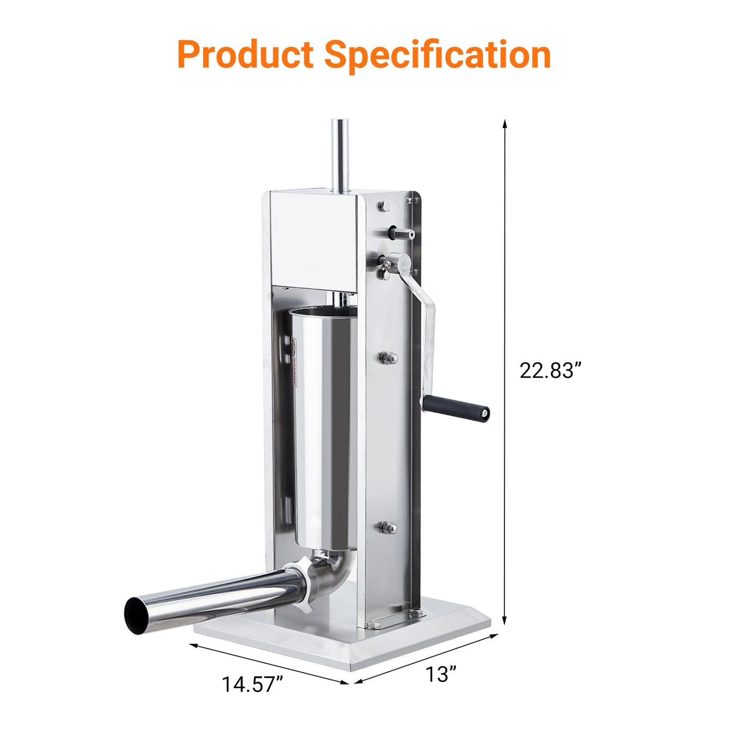 Sausage Stuffer, Manual 22LBS/10L Sausage Maker Machine, Meat Stuffer with Dual Speed, Stainless Steel Heavy Duty Sausage Filler with 5 Stuffing Tubes, for Commercial and Home Use